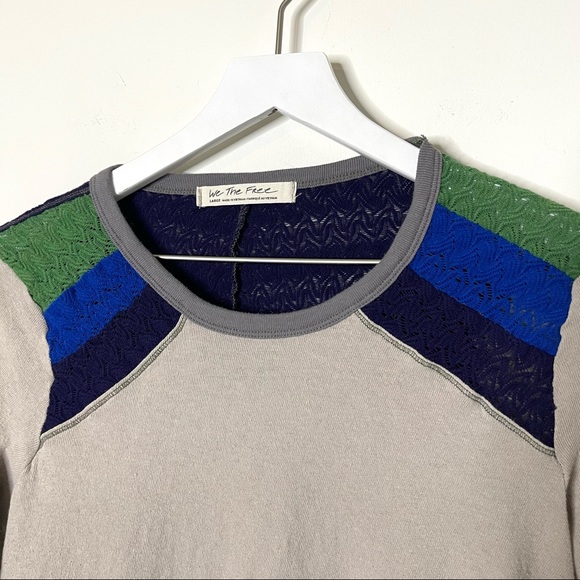 We The Free In Rainbows Crotchet Cotton Knit Top, Size L. - Picture 4 of 7